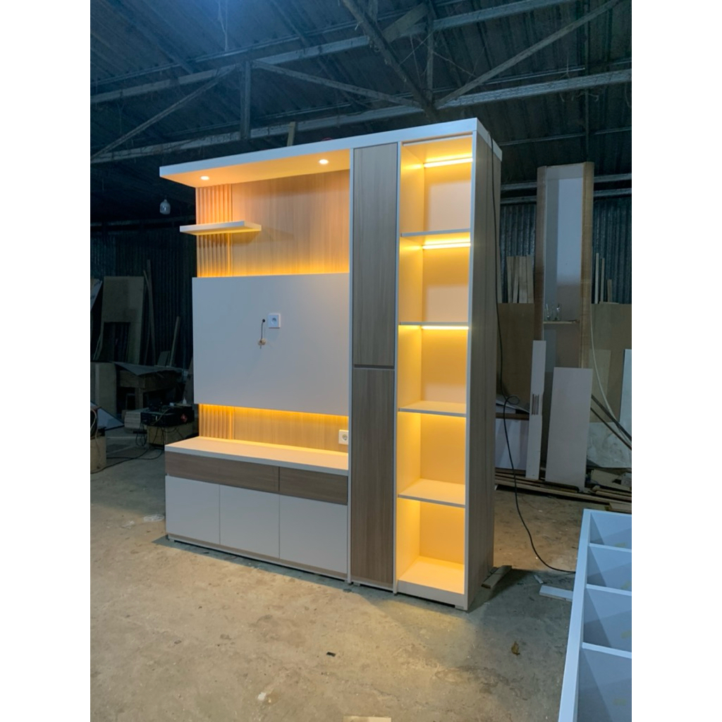 backdrop/rak  tv minimalis hpl