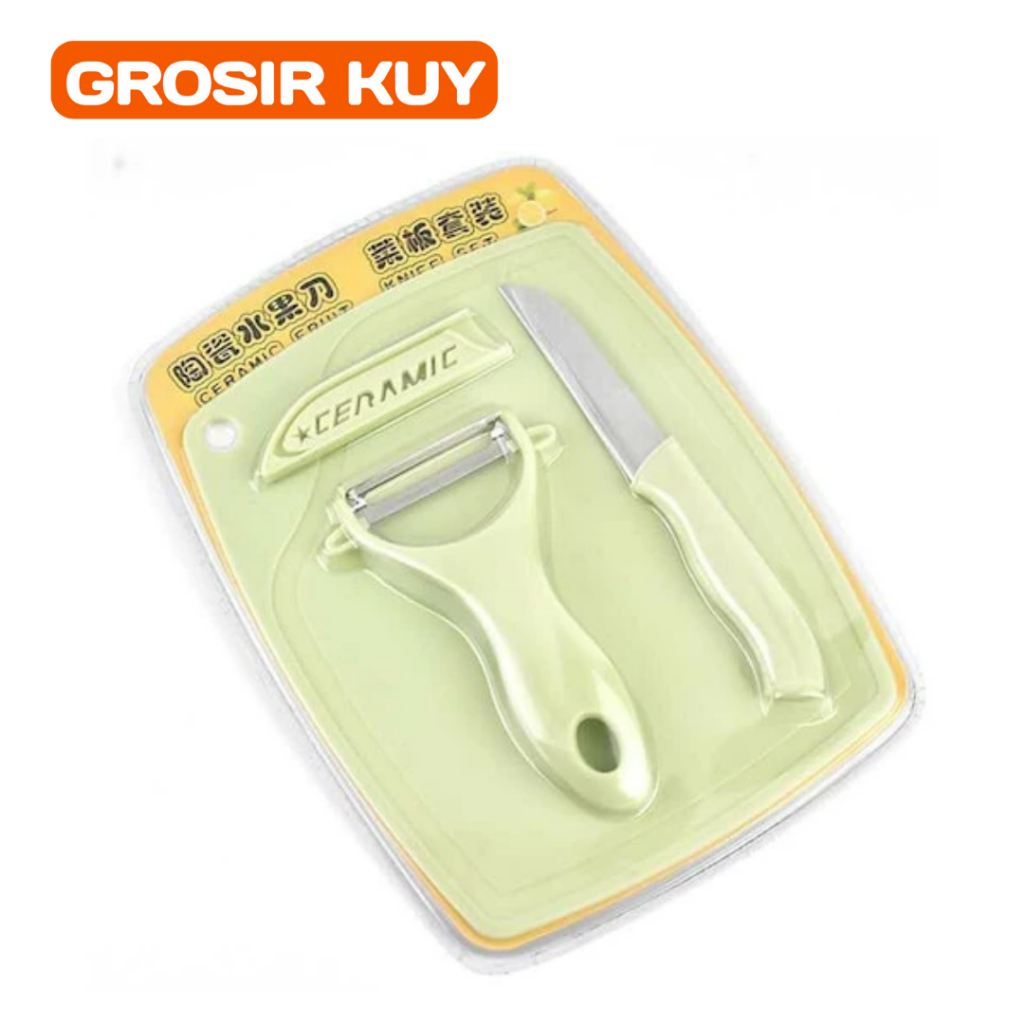 Pisau Dapur Set 3 in 1 Pisau Telenan Peeler Buah Knife Set 3in 1 Knife Fruit Peeler Cutting Board
