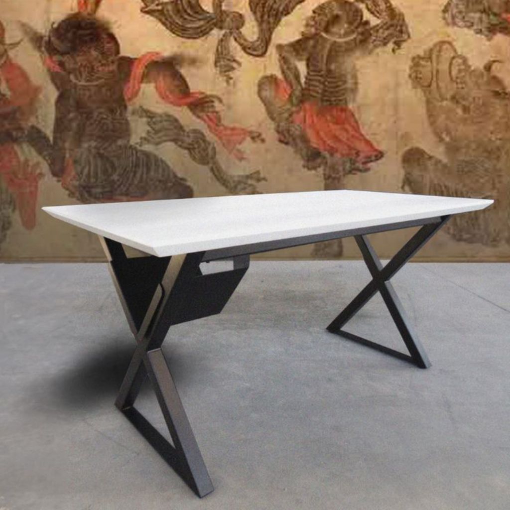 meja makan kayu jati cat duco putih