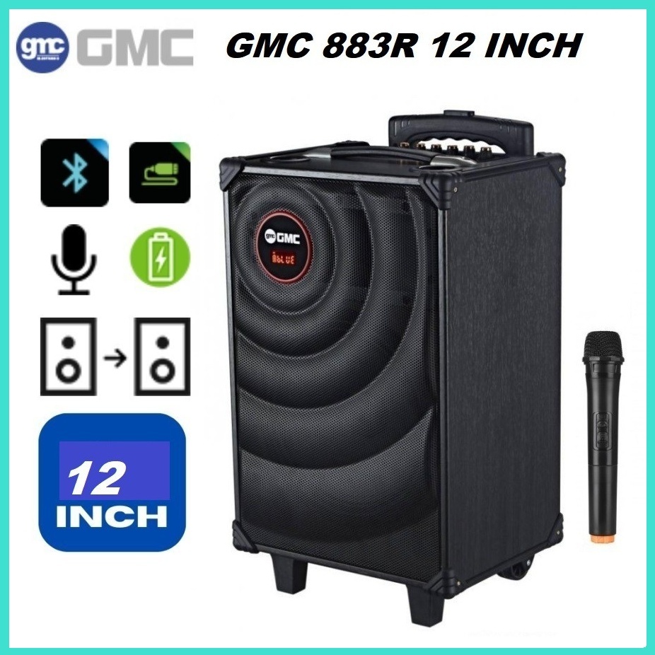 SPEAKER PORTABLE GMC 12 INCH 883R BLUETOOTH FULL BASS