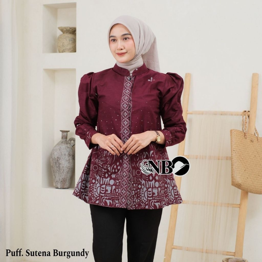 SUTENA BATIK WANITA MODERN KEMEJA BATIK BLUS COUPLE PRIA WANITA KONDANGAN  DAN KANTORAN