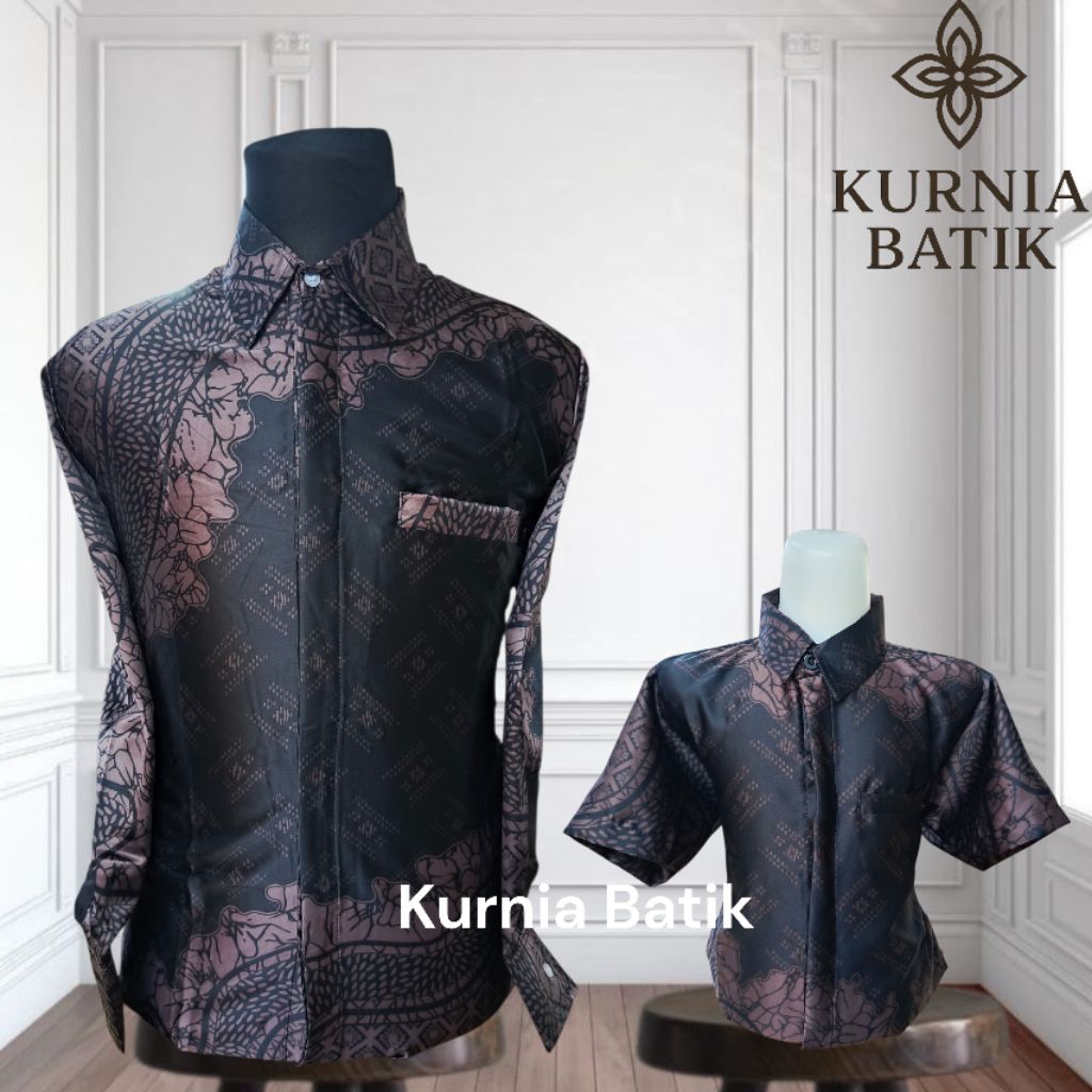 Ungu Taro Katun Silky Premium TANPA FURING, kemeja batik couple ayah dan anak Warna Ungu Taro