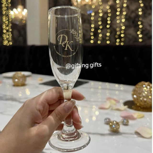 Gelas Wine - Souvenir Wedding Custom / Souvenir Nikah, Gelas Custom, Gelas Flute , Custom Box Souven