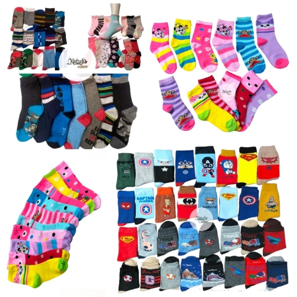 GROSIR (6 PSG & 12PSG)kaos kaki karakter anak/kaos kaki motif anak TK-SD