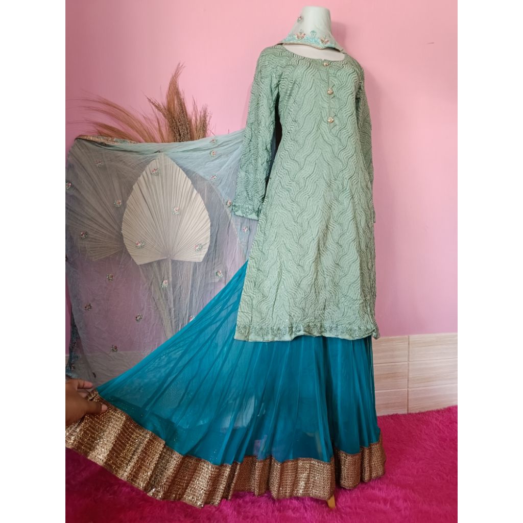 BAJU INDIA/ KURTI SET ROK BORDIR TILE/ CANTIK SERASI