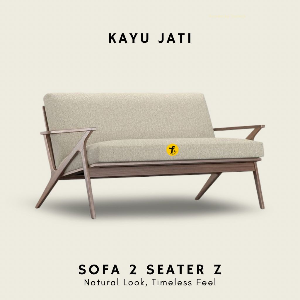 Kursi Sofa Kayu Jati 2 Seater Minimalis | Sofa Tamu Kayu Asli Jepara | Sofa Ruang Tamu Elegan