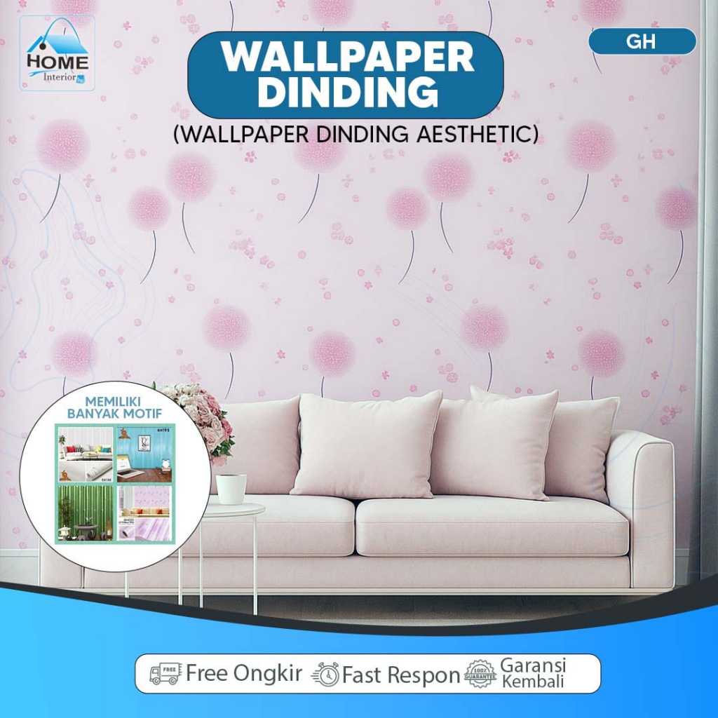 Wallpaper Dinding 45cm X 8m Stiker Dinding Vintage Pink GH025 Wallstiker