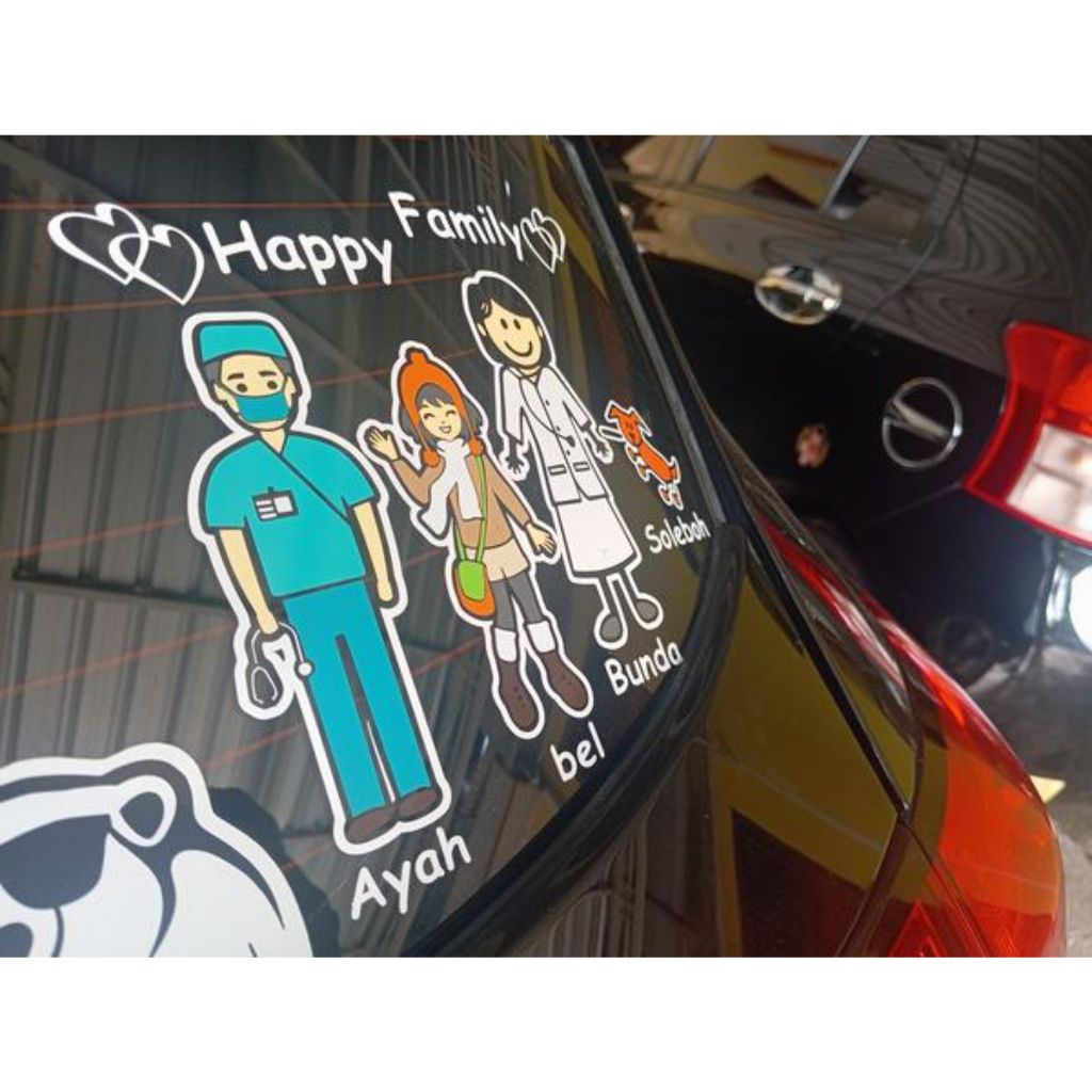 Stiker Mobil Happy Family Keluarga Lucu Unik Colour