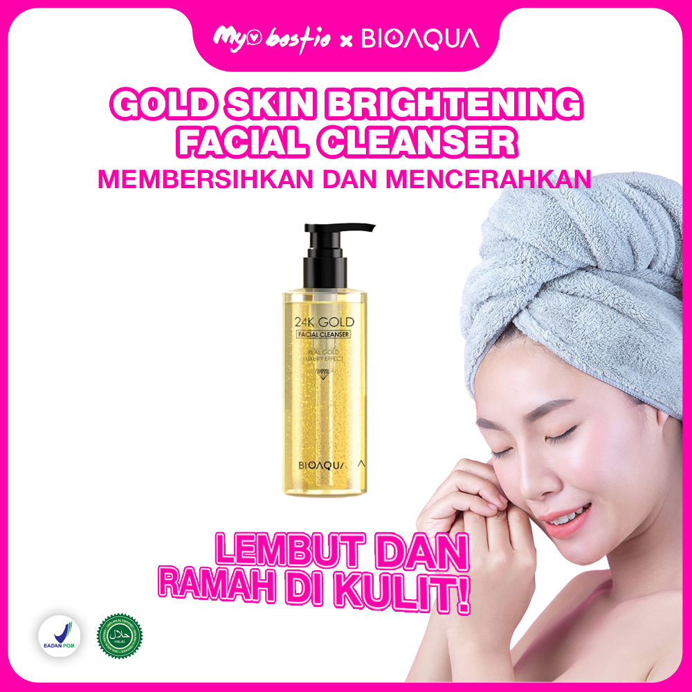[My Bestie Official] BIOAQUA 24K Gold Skin Brightening Facial Cleanser 200ml | Face Wash Bioaqua | S