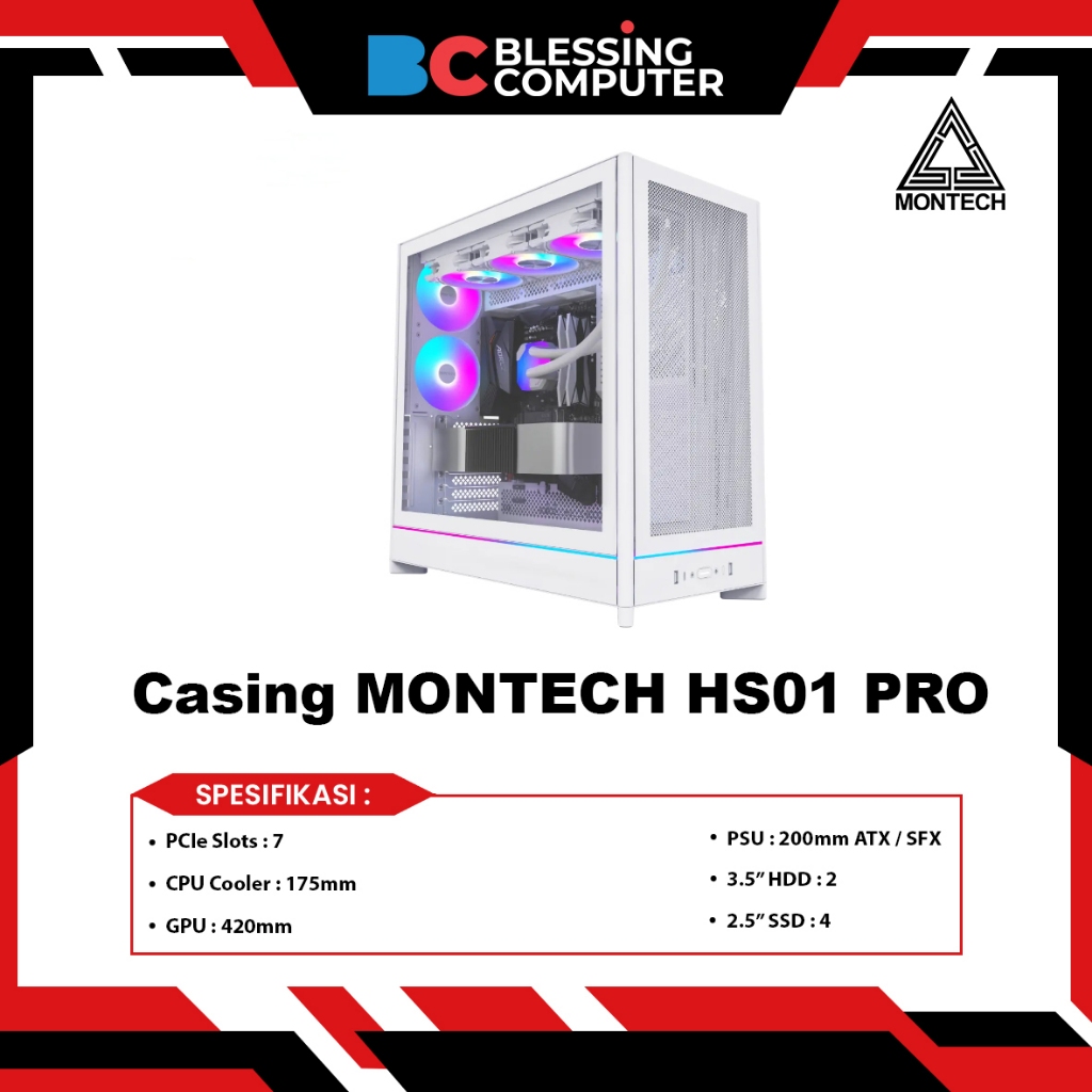 Casing MONTECH HS01 PRO White / Casing PC
