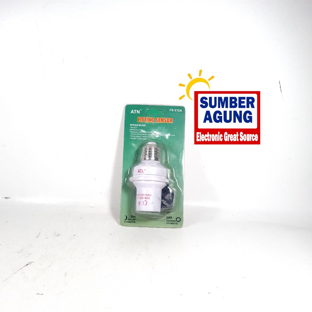 ATN Fiting Sensor Cahaya FS212 Type E27 Max 40 Watt 220-240Volt Supaya Lampu Otomatis Nyala Mati Sen