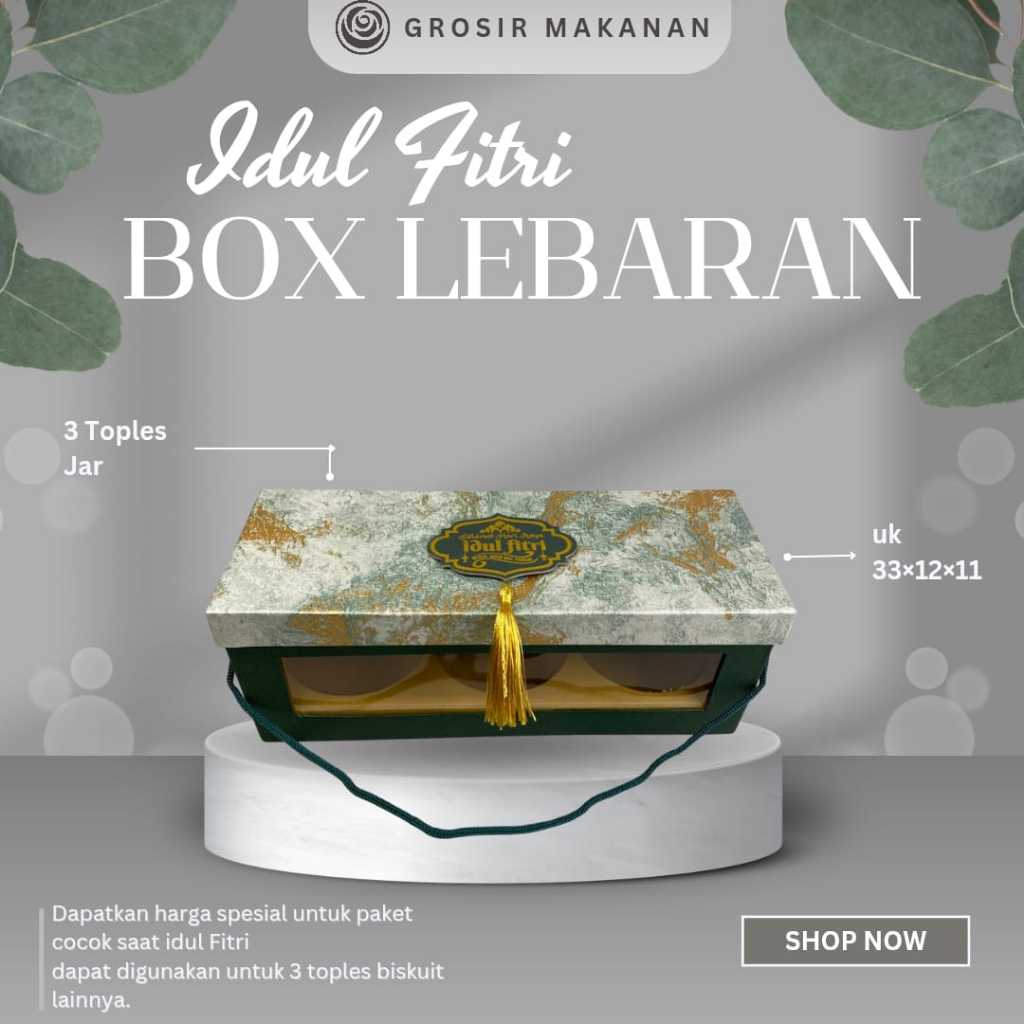 Box Hampers Lebaran 2 Toples 500ml / Box Hampers Lebaran 2 & 3 Toples Jar/ Packaging Kotak Lebaran