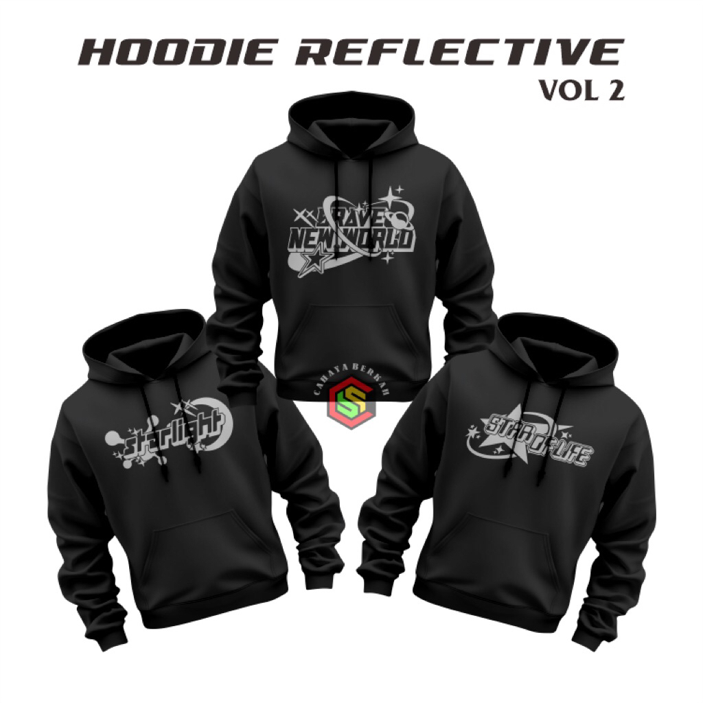 hoodie boxy jumper menyala dalam gelap