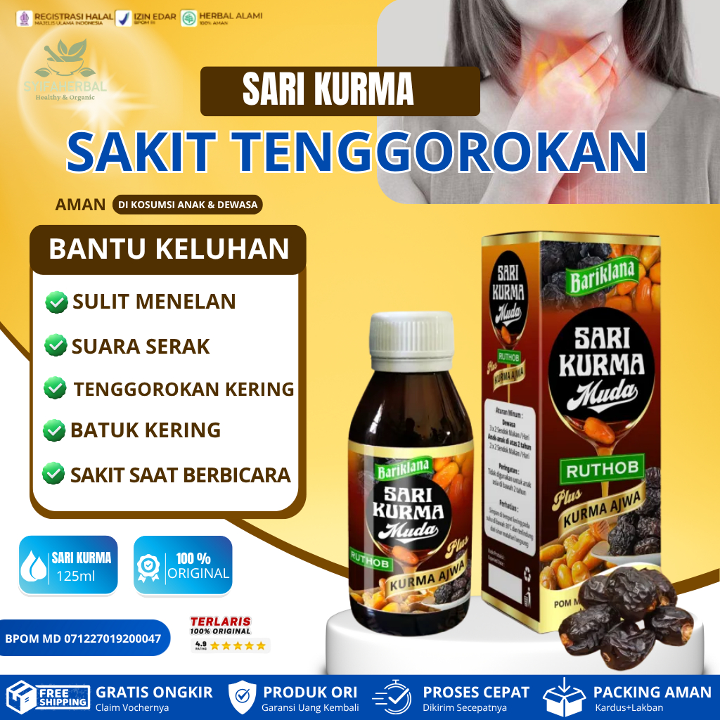 Sari Kurma Muda 125ml - Dapat Mengatasi Gatal Di Tenggorokan, Obat Gatal Tenggorokan, Obat Tenggorok