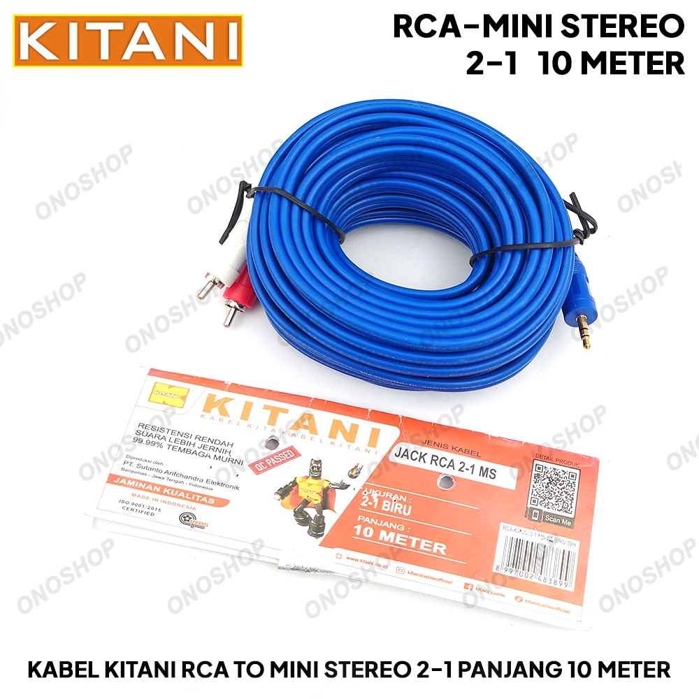 Kabel Kitani RCA to Mini Stereo 2-1 Panjang 10 Meter