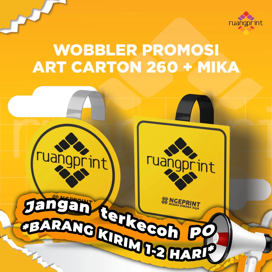 Wobbler Promosi / Cetak Wobbler / Wobler / Wobbler toko / gantungan promosi