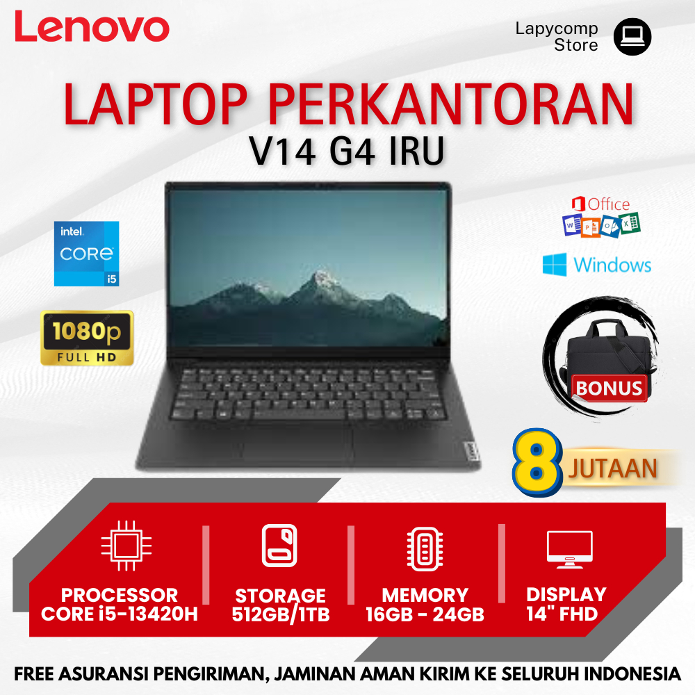 PROMO Laptop Baru Lenovo Ideapad V14 G4 - IRU Core i5 Gen 12 Ram 8Gb SSD 1Tb 14" FHD Free Tas