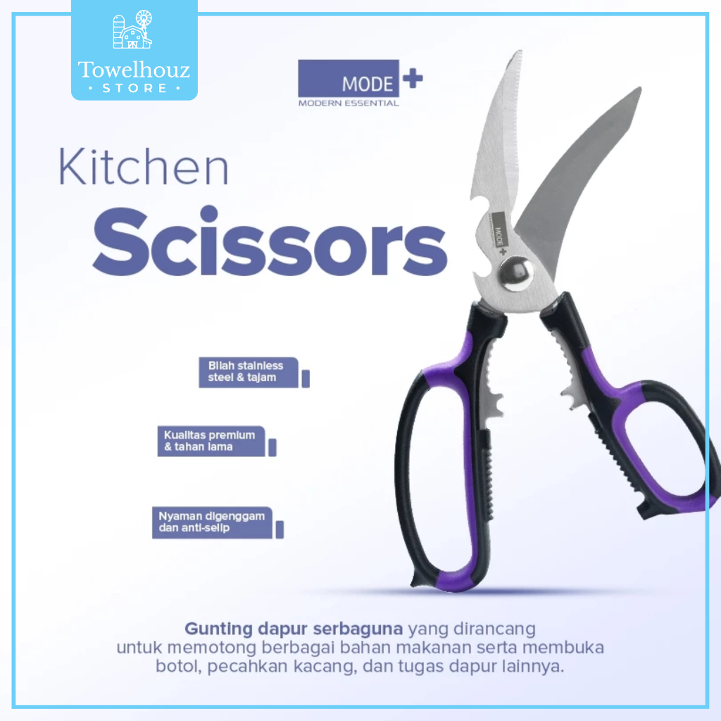 MODE+ 5in1 Gunting Dapur Serbaguna | Gunting Pengupas Daging/Tulang/Bawang/Kacang Stainless