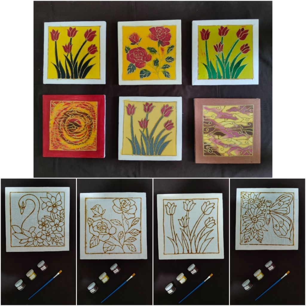 Paket Membatik, Batik Frame Kayu,Mewarnai Batik, Belajar Membuat Batik Tulis