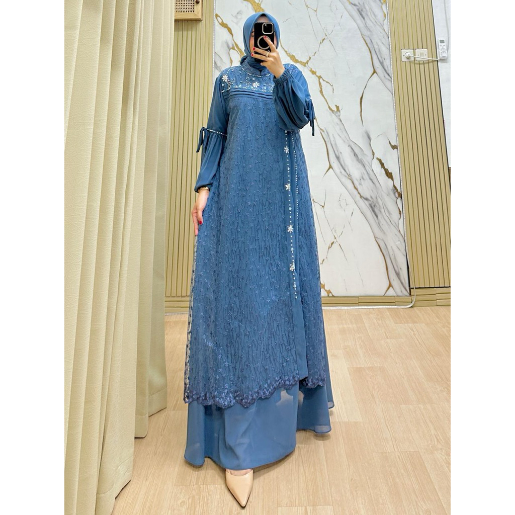 GAMIS BRUKAT TIL 065 / GAMIS TERBARU / DRESS LEBARAN 2026 / DRESS MEWAH BRUKAT TILE MIX BABYDOLL
