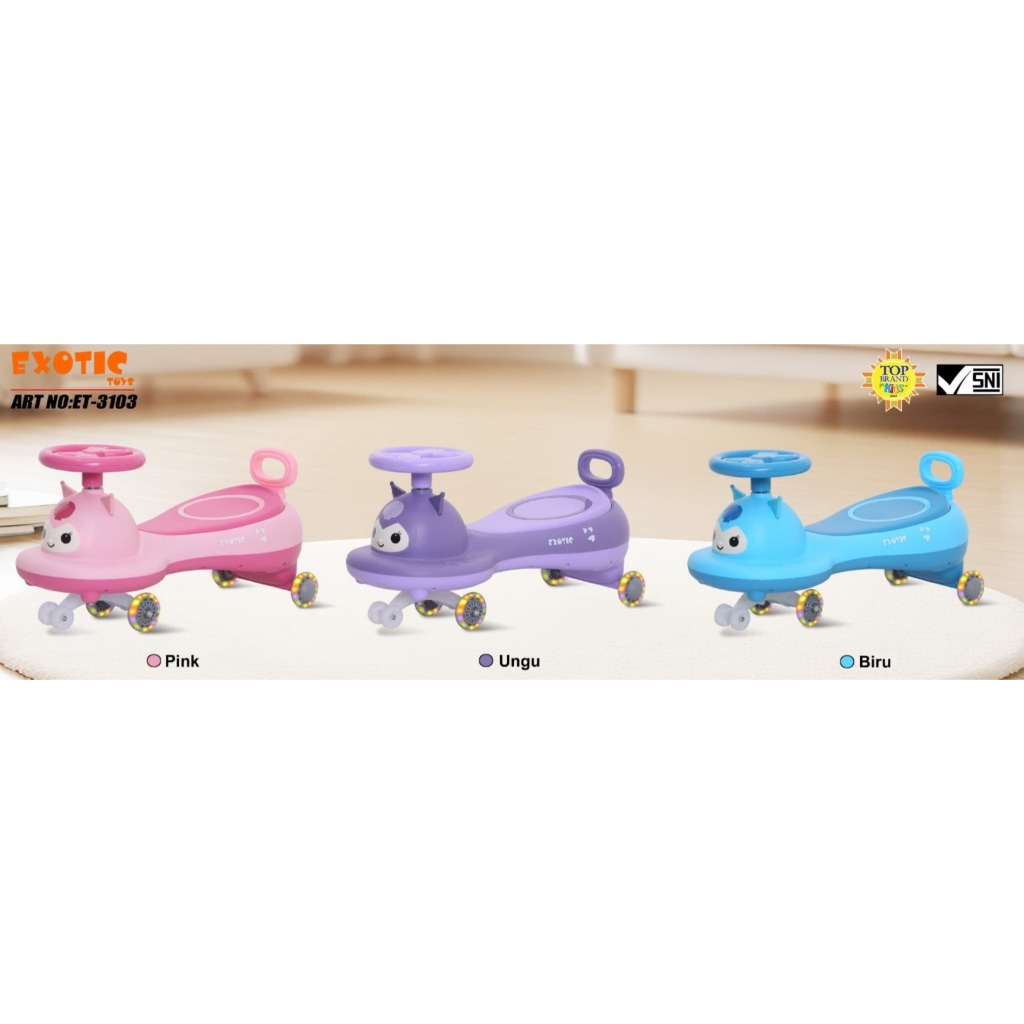 MAINAN ANAK SWING CAR ET-3103 EXOTIC musik lampu, roda PU lampu KUROMI