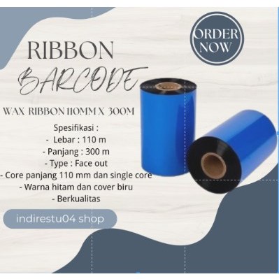 Ribbon Barcode Wax / Sticker Ribbon Barcode Wax / Wax Ribbon Barcode 110mm x 300m Face Out