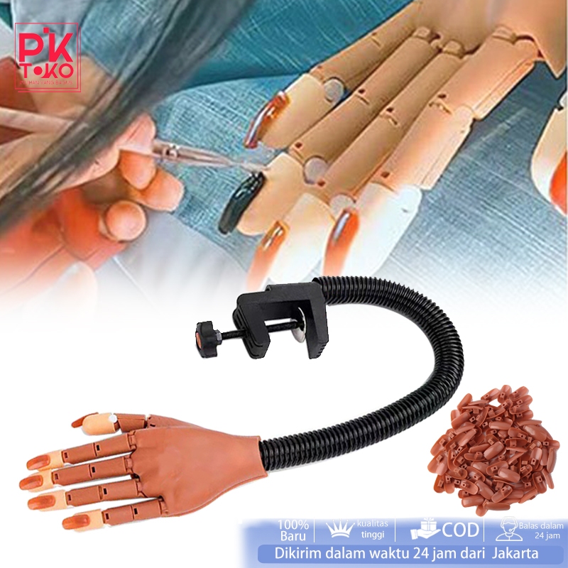 Tangan Palsu Latihan Nail Art Bisa Dibengkokkan 100 Pcs Kuku Palsu, Mannequin Hand Bahan Silikon ABS