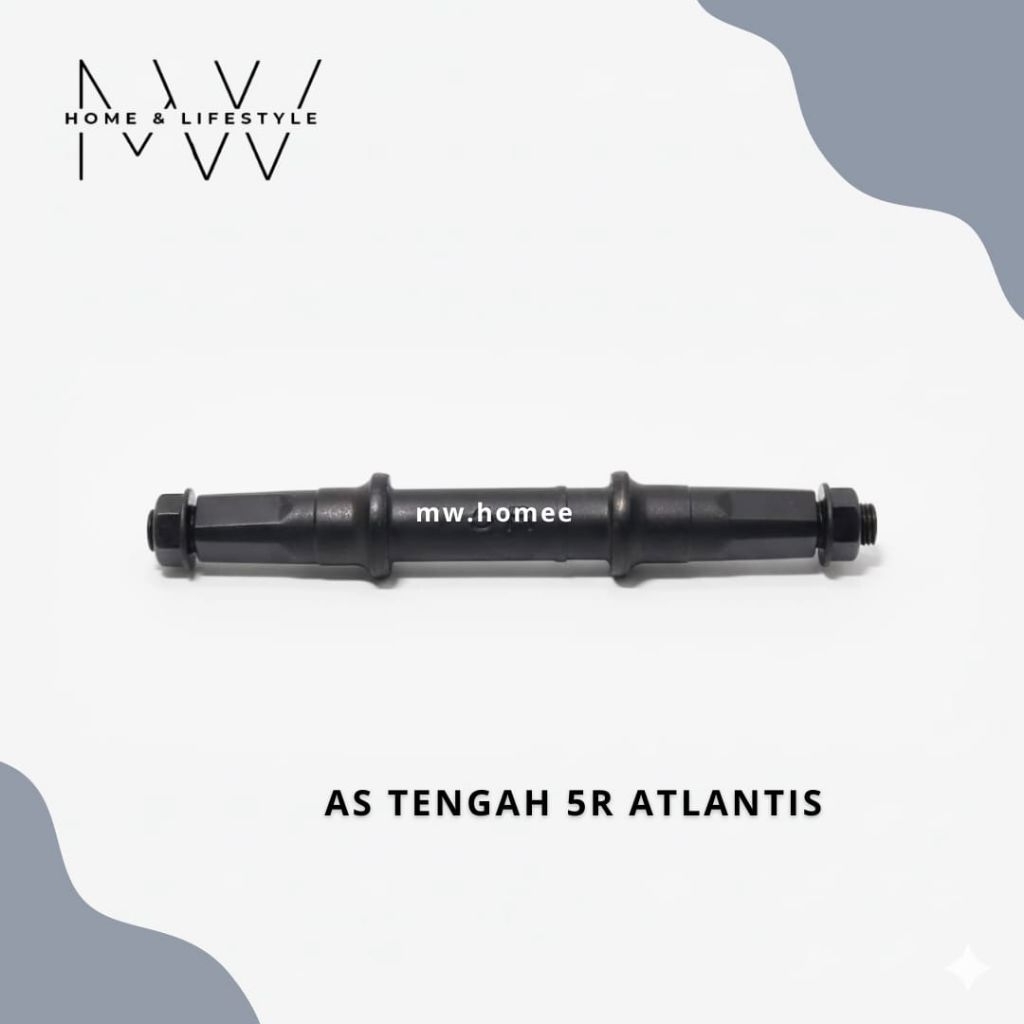 As tengah gir 5R Cotterless / As tengah BB Axle kotak 5R / As gear tengah sepeda hitam