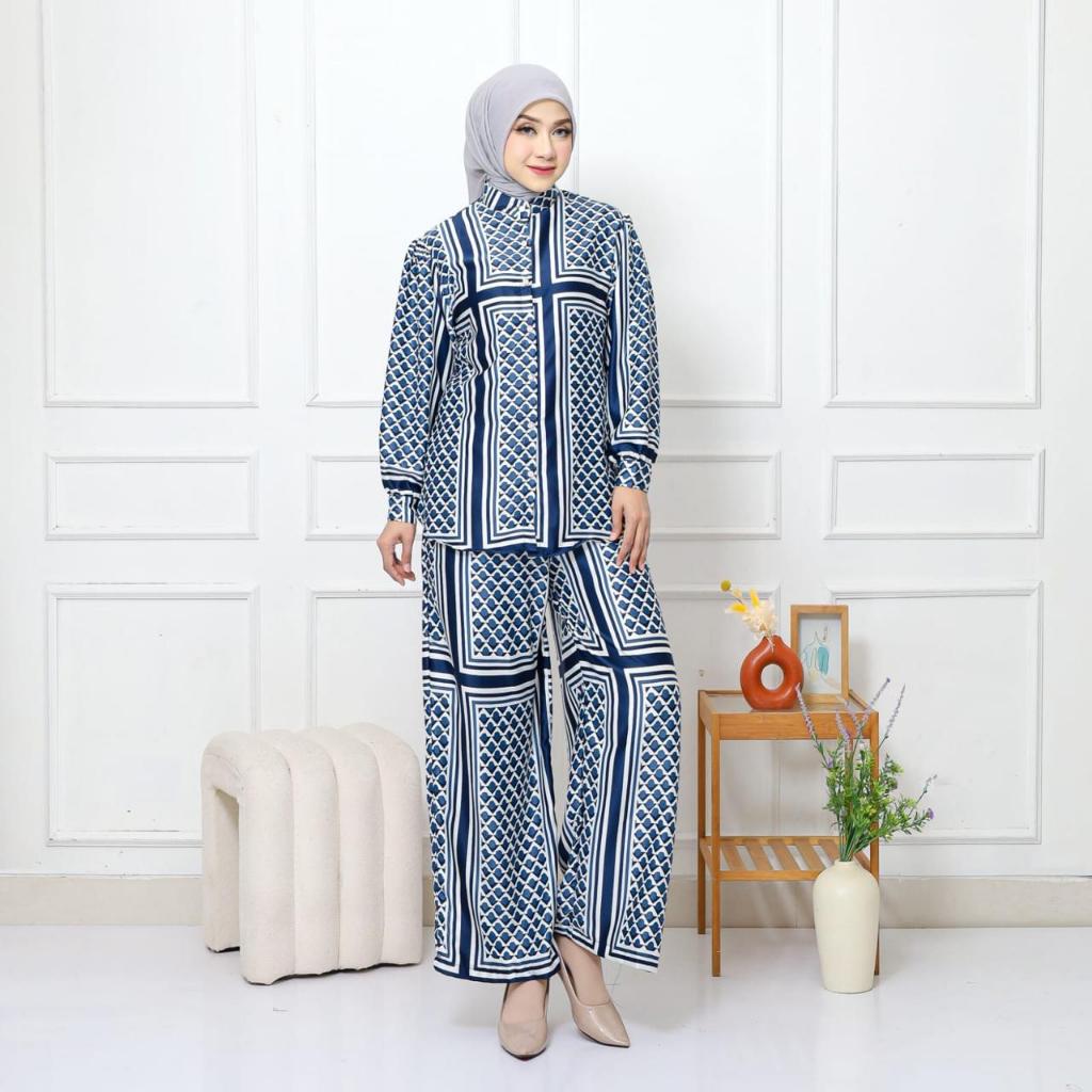 L-3 FASHION, One Set / Setelan celana wanita, Kerah Shanghai bahan Silk ( 3051 )