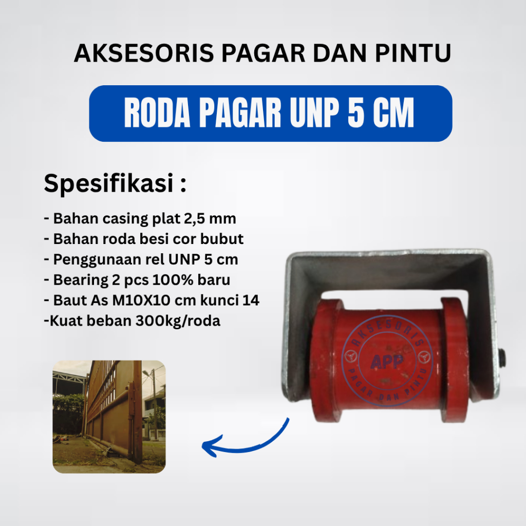 Roda UNP 5cm Besi Cor Original Roda Pagar Gerbang Pintu Besi Cor Rel UNP 5cm Besi Cor