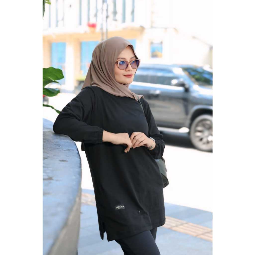 Tunik polos warna hitam / Kaos polos / baju polos / katun polos