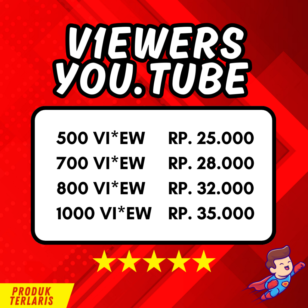 DISKON VIEW PENONTON VIDEO YOUTUBE SHORT YT VIEWER VIDEO YTB YOTUBE BERGARANSI MURAH NON DROP PERMAN
