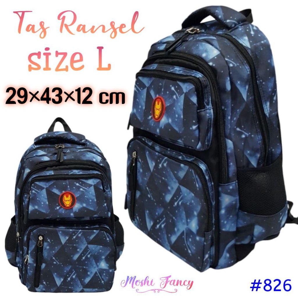 Tas Sekolah Anak Laki Motif Captain America Iron Man / Tas Ransel Boy Iron man