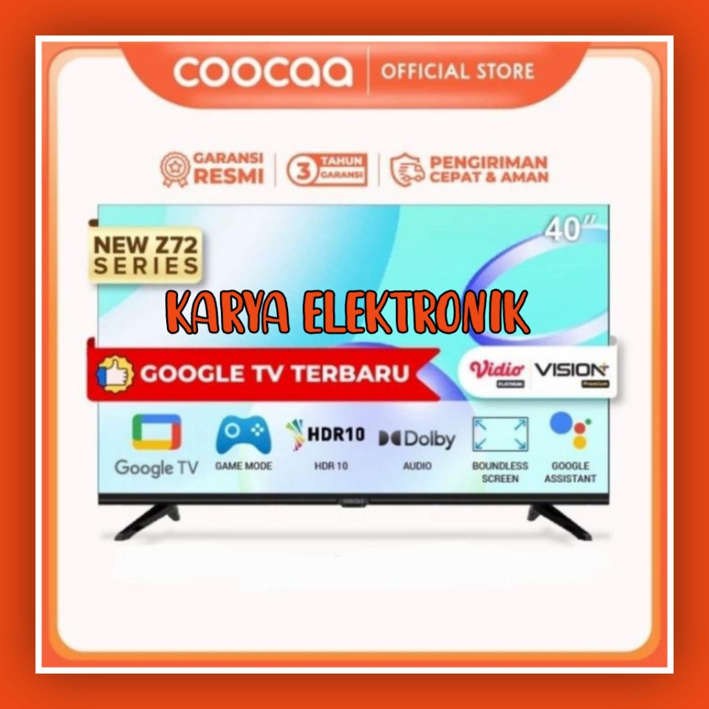 TV COOCAA 40Z72 FHD GOOGLE TV GARANSI 3 TAHUN