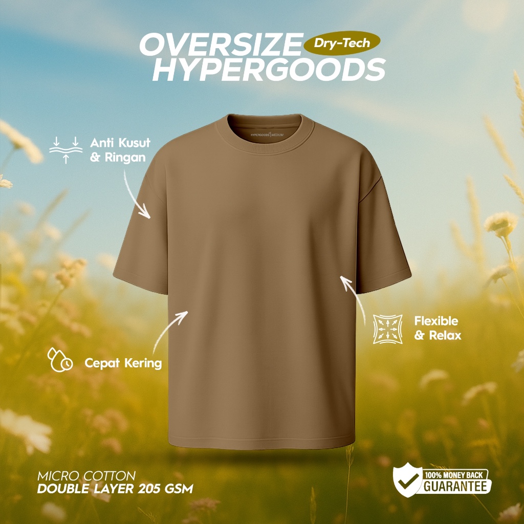 Kaos Oversize Hypergoods Almond Brown Coklat