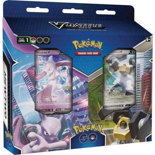 POKEMON GO BUNDLE : MEWTWO V VS MELMETAL V BATTLE DECK + 2 BOOSTER PACKS & TRAINERS