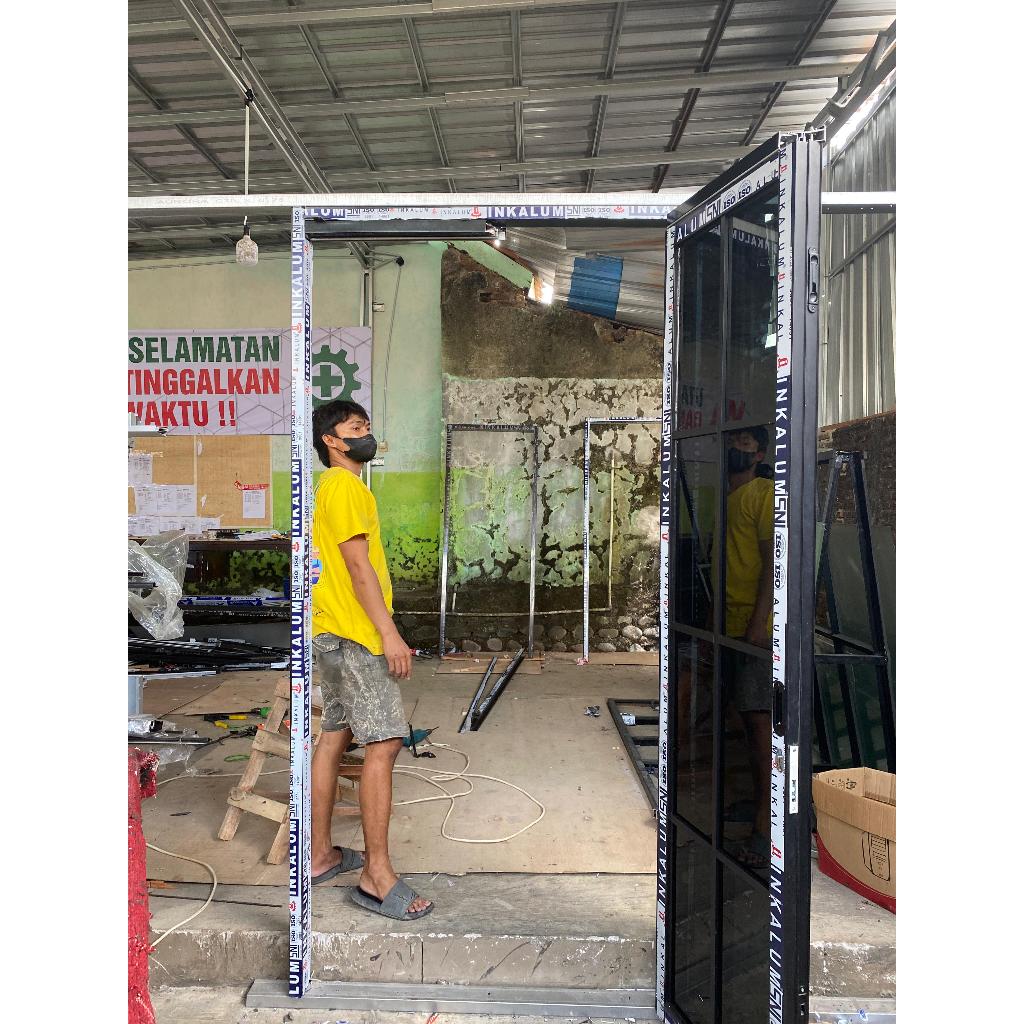 PINTU SLIDING SWING ALUMINIUM DOUBLE BISA CUSTOM UKURAN