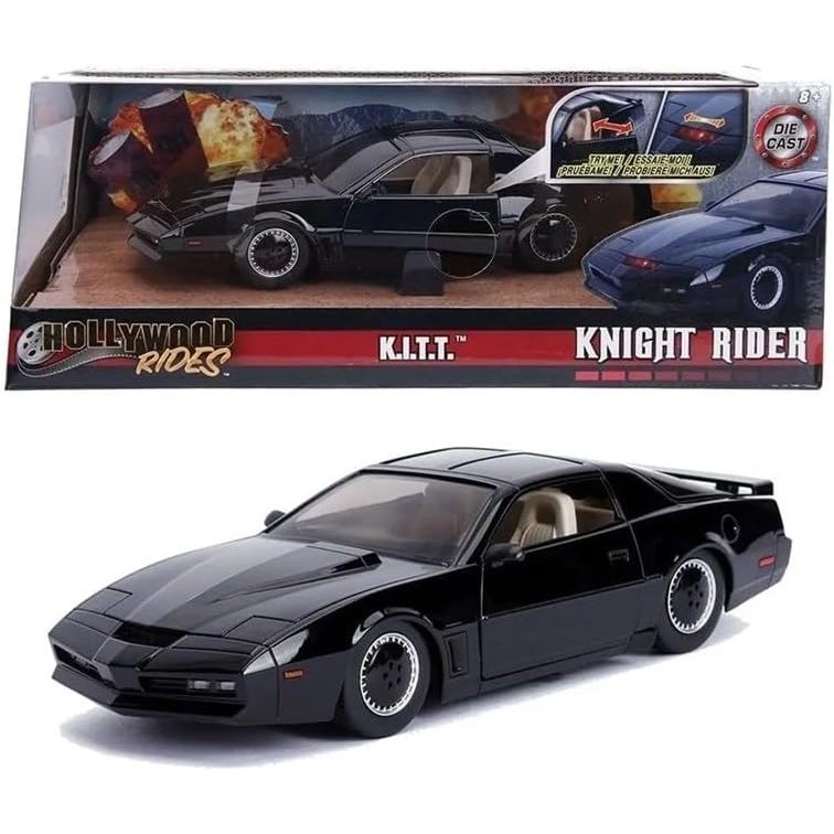 Jada Knight Rider K.I.T.T. 1982 Pontiac Firebird DIE-CAST Car with Light Up Feature, 1: 24 Scale Veh