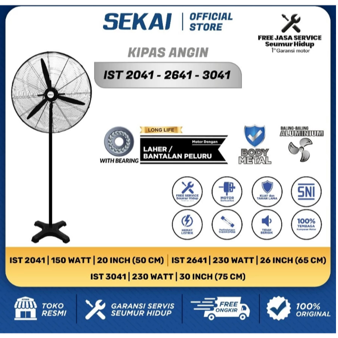 SEKAI Kipas Angin Berdiri Tornado