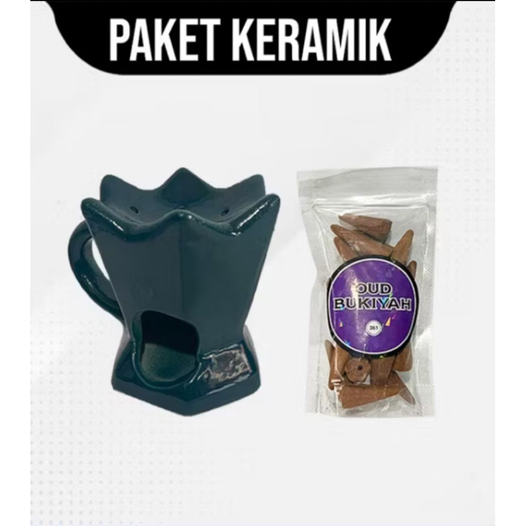 tempat bukhur bahan keramik Set sama bukhur kerucut