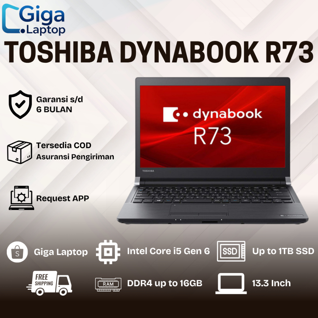 Laptop Toshiba Dynabook R73 R63 Core i5/ i3 SSD - Second, Murah Bergaransi | Ringan & Elegant