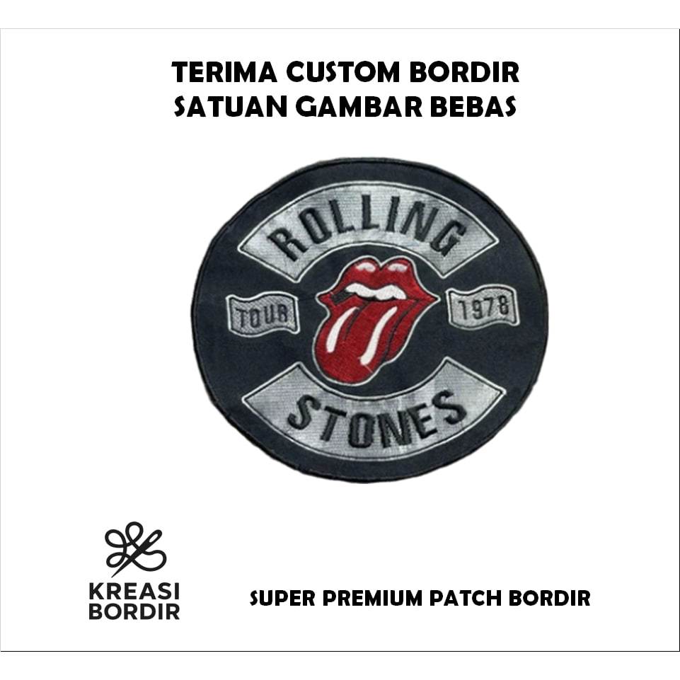 EMBLEM PATCH BORDIR GAMBAR ROLLING STONES - Kreasibordir.id