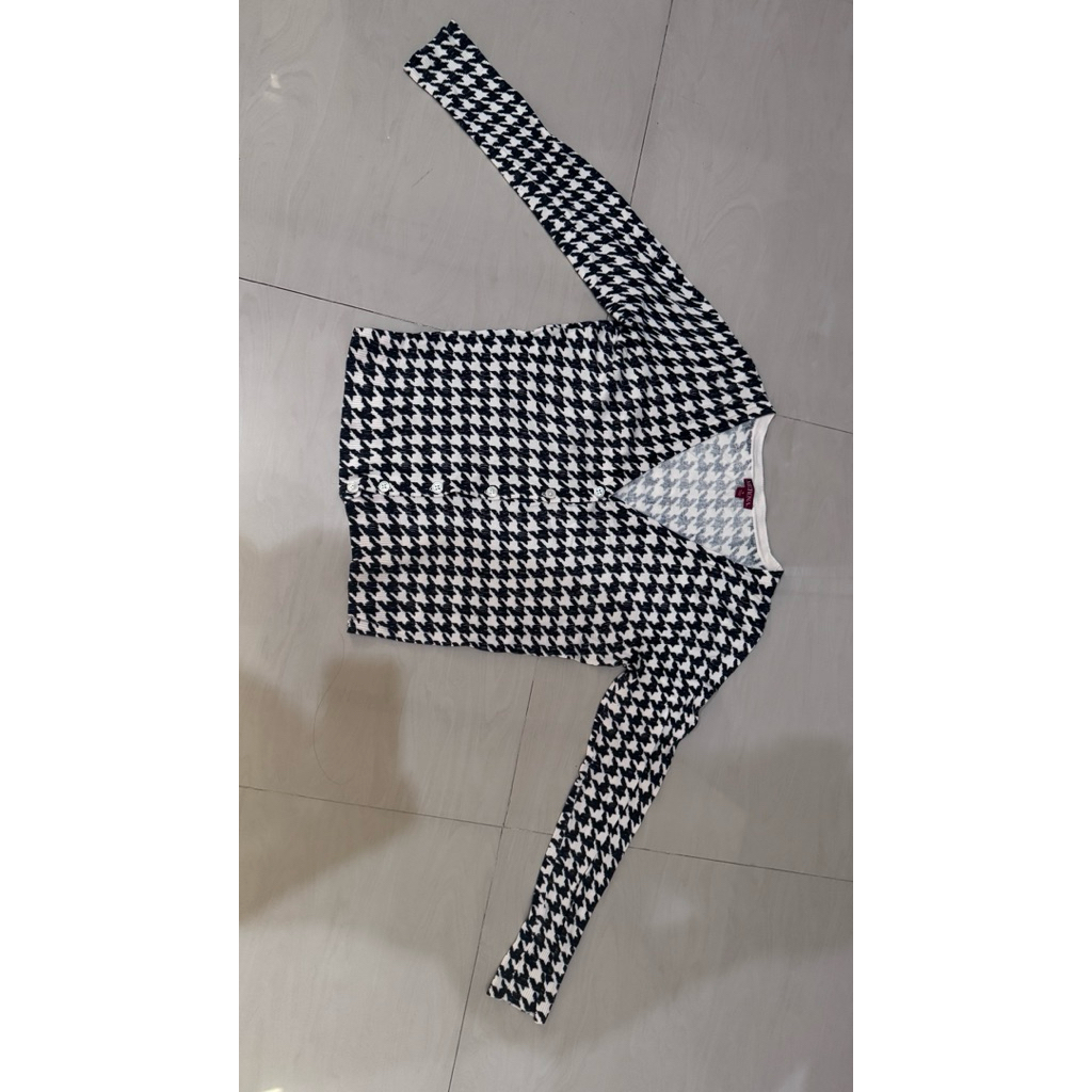CARDIGAN PEREMPUAN MOTIF HOUNDSTOOTH