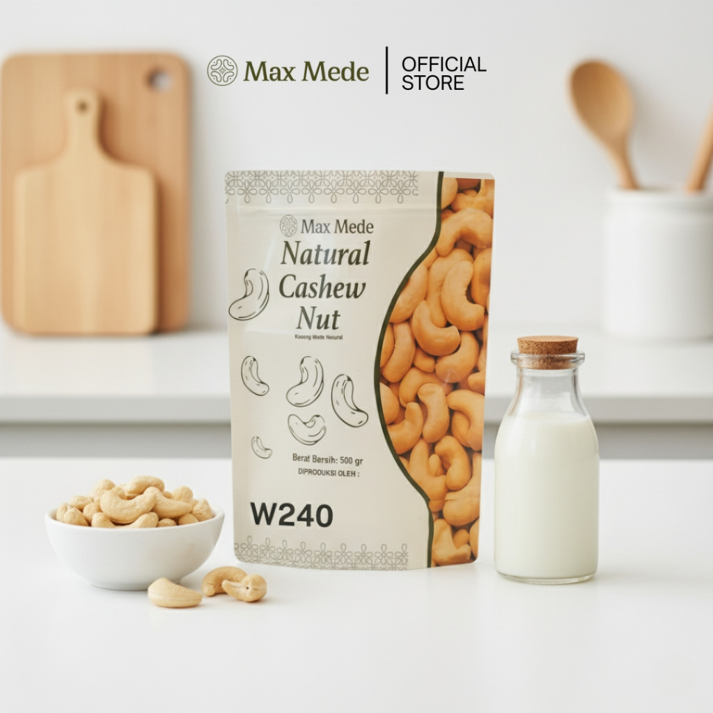 Max Mede - Kacang Mede W240 500gr Standart Kupas Mete Putih Premium Kacang Mede Mentah Raw Cashew Fr