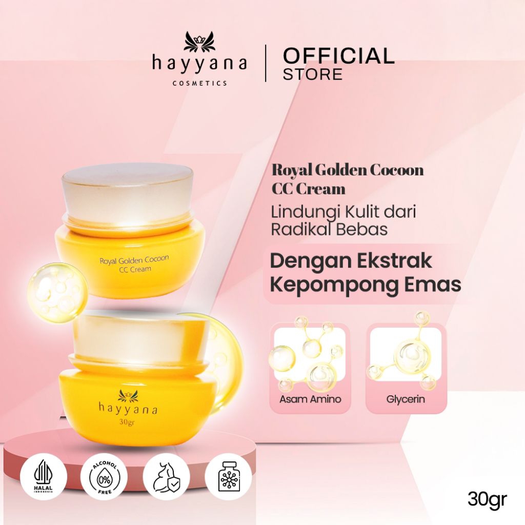 HAYYANA Royal Golden CC Cream - Alas bedak/Foundation. Mencerahkan dan Menjadikan kulit wajah lebih 