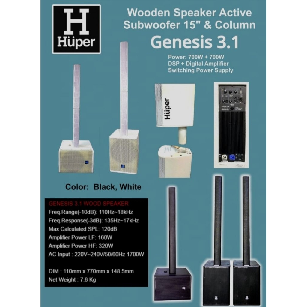 HUPER SPEAKER AKTIVE SUBWOOFER HUPER GENESIS 3.1/HUPER GENESIS 3.1 BLACK ORIGINAL (HARGA TERTERA UNT
