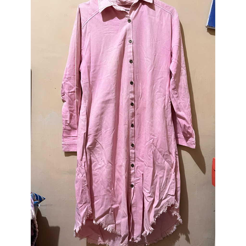 [Preloved] dress jeans pink/tunik pink