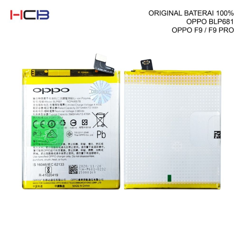 ORIGINAL BATERAI 100% OPPO BLP681/OPPO F9/F9 PRO