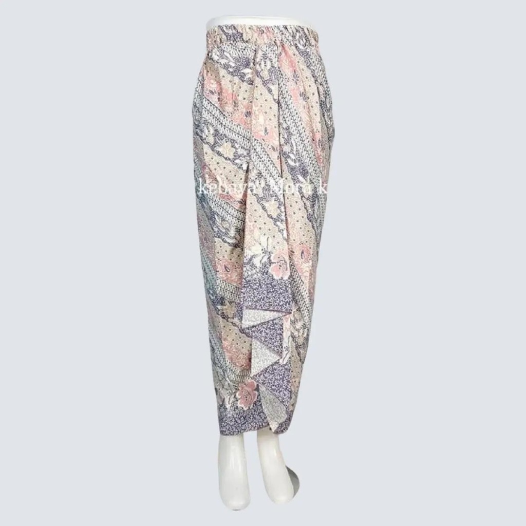 Rok Batik Wanita Model Kain Lilit Rempel Bahan Polyster Premium Warna Purple Pink