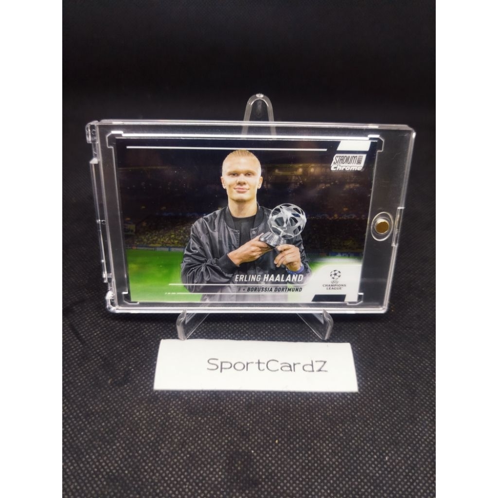 Kartu Bola 2022 Topps Stadium Chrome UCL Erling Haaland Borussia Dortmund #46 (dpt top loader)
